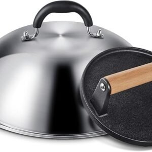 Griddle Accessories for Blackstone, Commercial Grade 12 Inch Heavy Duty Round Melting Dome with 7" Round Cast Iron Grill Burger Bacon Press, Perfect for Blackstone Camp Chef Flat Top Griddle Grill