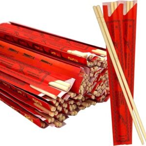 Disposable Bamboo Chopsticks (100 Sets) - 9'' Long, UV Treated, Individually Wrapped Japanese and Chinese Wooden Chopsticks Bulk